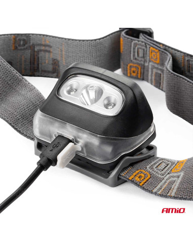 Latarka czołowa LED 3W akumulator 1200mA 180Flux IPX4 AMIO-02200