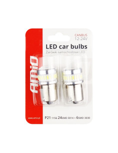Żarówki LED CANBUS BA15S P21W R10W R5W White 12V 24V AMIO-02448 2