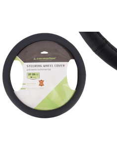 Pokrowiec na kierownicę, "M" 37-39 cm, z 1 odcinka skóry naturalnej, czarny 58209