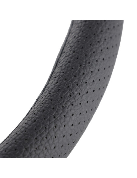Pokrowiec na kierownicę, "M" 37-39 cm, z 1 odcinka skóry naturalnej, perforowany, czarny  58210