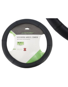 Pokrowiec na kierownicę, "S" 35-37 cm, z 6 odcinków skóry naturalnej, czarny  58215
