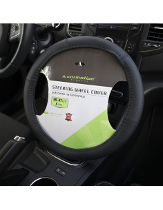 Pokrowiec na kierownicę, "S" 35-37 cm, z 6 odcinków skóry naturalnej, czarny  58215 2