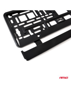 Ramka tablicy rejestracyjnej czarna elastyczna AMIO-01162 uniwersalna 2
