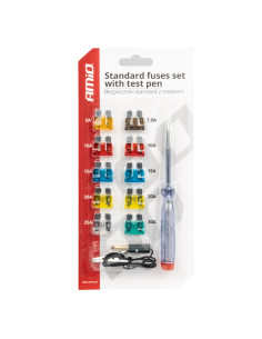 Bezpieczniki standard 10 szt + próbnik napięcia AMIO