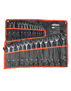 Klucze płaskie oczkowe zestaw kluczy oczkowych 6-32 mm 25 szt. AMIO-04195