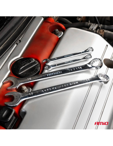 Klucze płaskie oczkowe zestaw kluczy oczkowych 6-32 mm 25 szt. AMIO-04195