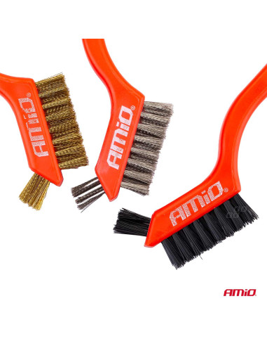 Szczotki druciane zestaw komplet 3 szt. AMIO-02827