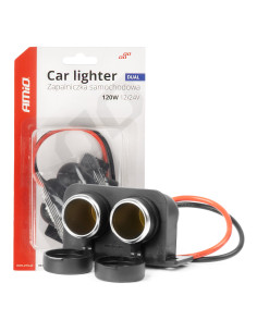 Gniazdo zapalniczki hermetyczne podwójne 12/24V AMIO-04130 wodoodporne